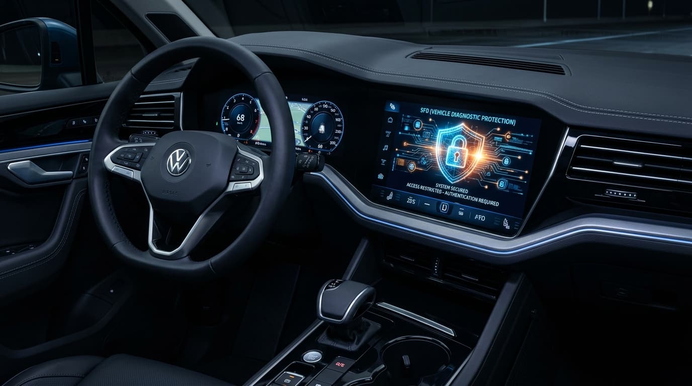 Digitaler SFD Schutz im VW Golf 8 Dashboard